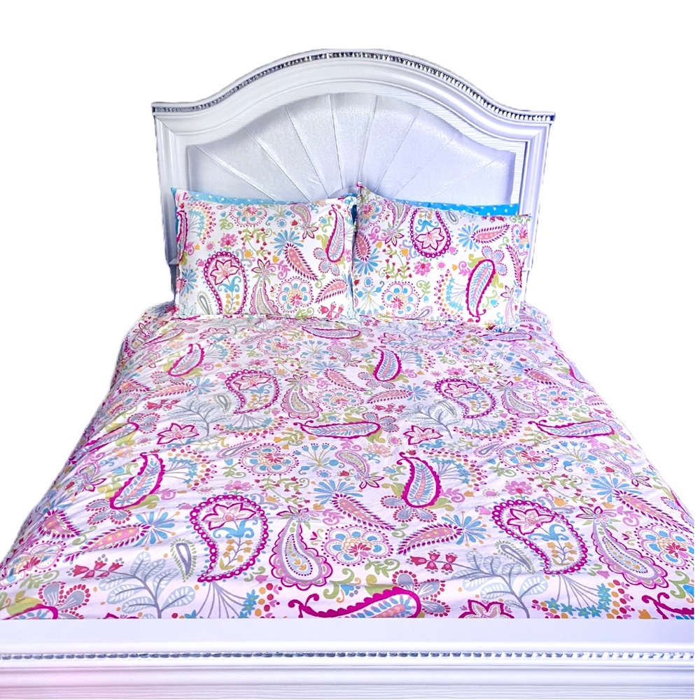 Pottery Barn Teen Paisley Duvet Cover & Two Shams 3 Piece Bedding Set Full/Queen